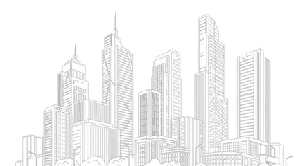 Fototapeta premium Urban skyline illustration modern cityscape with skyscrapers and architectural designs