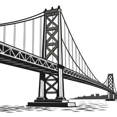 Fototapeta premium Cable-stayed bridge structure engineering illustration