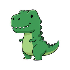 Obraz premium Cute Smiling Green Cartoon T-Rex Dinosaur Vector Illustration