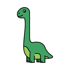 Cute Cartoon Brontosaurus Dinosaur Vector Illustration © Samsul