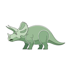 Fototapeta premium Cartoon Triceratops Dinosaur Vector Illustration Cute Prehistoric Animal