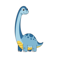 Cute Blue Long Neck Dinosaur Cartoon Vector Illustration © Samsul