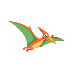 Cartoon Pterodactyl Flying Dino Character Vector Art