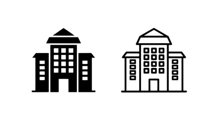 Modern Corporate Building and Residential Apartment Block Vector Icon Set © MdDelowar