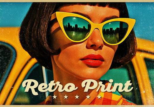 Vintage Grunge Retro Print Effect Mockup