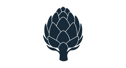 A striking silhouette depicts a dark blue artichoke showcasing its layered petals and distinctive botanical form high quality © Kuntol02