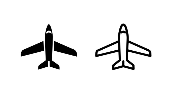 Small Private Jet Airplane Icon Set for Quick Business Travel and Regional Flights