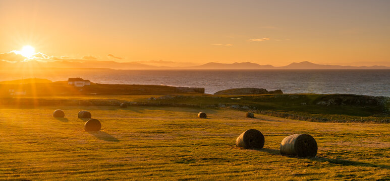 Rhoscolyn Beach and coast land at sunrise isle of Anglesey