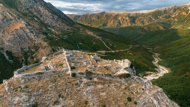 Drone Landscape of Historic Borsh Castle Ruins