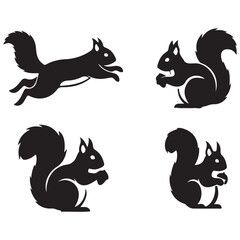 Fototapeta premium black silhouettes of Squirrel Animal