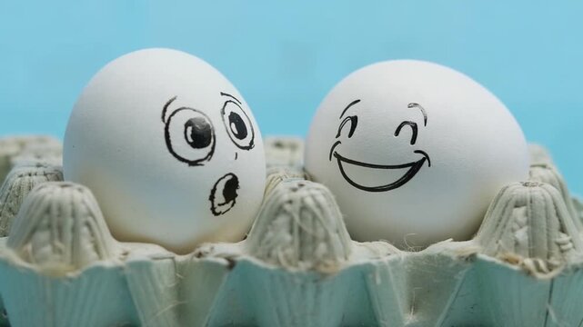  eggs with funny hand-drawn faces