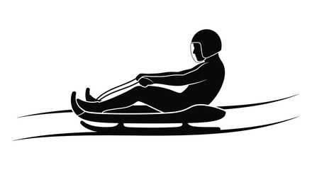 A dynamic illustration depicts a luge racer in action showcasing speed and precision as a distinct silhouette © jivect02