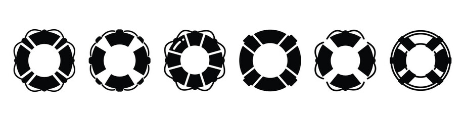 Vector set illustration of life buoy icons. Simple transport silhouette icon design collection. © Shilpy