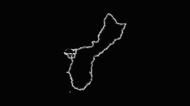 Sketch Guam outline map animation - smooth progressive reveal