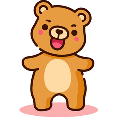 Obraz premium Adorable Brown Cartoon Bear Vector Illustration Happy Smiling Character Isolated on White for Children's Books and Playful Design Projects