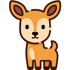 Fototapeta premium Adorable Cartoon Deer Fawn Vector Illustration Flat Design Isolated Graphic for Children's Book Animal Character, Wildlife Education, and Nature-Themed Projects