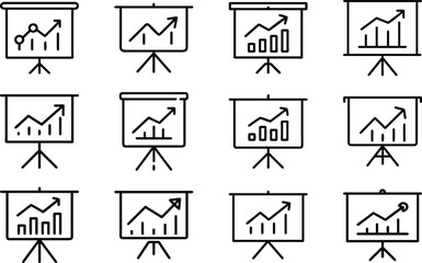 Business Presentation Graph on Screen with Upward Trend vector illustration