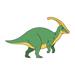 Naklejka premium Cartoon Parasaurolophus Dinosaur Vector Isolated