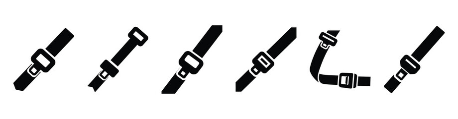 Vector set illustration of seat belt icons. Simple transport silhouette icon design collection.