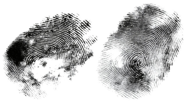 Ink fingerprint smudge stains, isolated on a white background