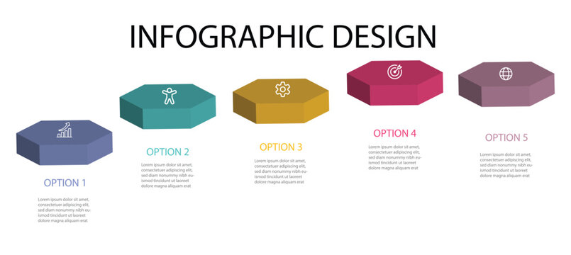 Infographic design template. Creative concept with 5 steps . 3D Circle Layer Infographic Design. Creative concept for isometric infographic. 