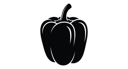 A striking black silhouette of a bell pepper showcases its distinct shape and form creating a bold visual silhouette © Komla02