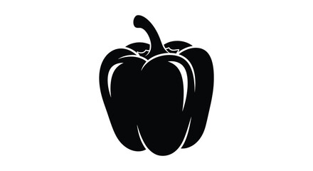 A striking black silhouette of a bell pepper showcasing its distinct shape and vibrant form a vegetable silhouette © Komla02