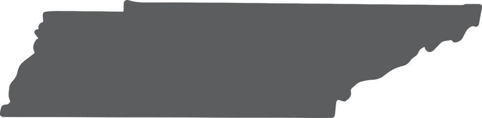 Minimalist black silhouette of the state of tennessee isolated on transparent background