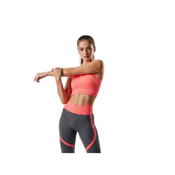 Woman stretching arms in sportswear
