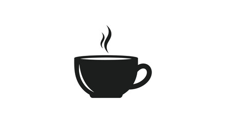 Obraz premium A minimalist illustration showcases a black coffee cup with rising steam set against a white background high quality