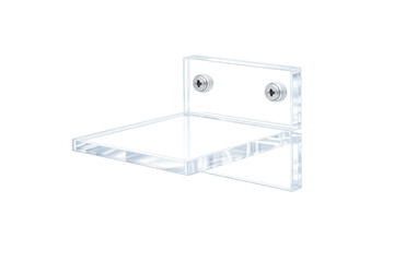 Transparent acrylic wall shelf mounting on a wall