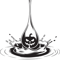 Halloween Spooky Pumpkin Face Splashing Water Drop