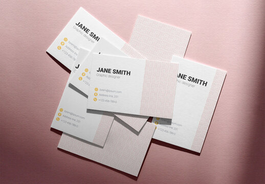 Real photo of business cards for mockup on Pink Background