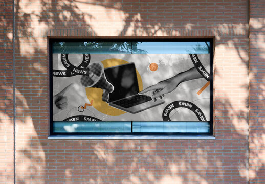 Real photo of Window ready for vinyl decal or graphics. PSD mockup.
