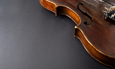 Obraz premium Violin music instrument of orchestra closeup isolated on black