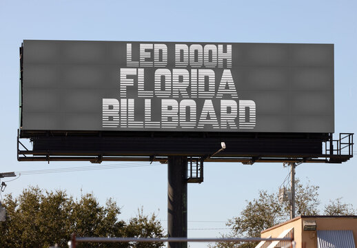 Real photo of A Large Empty OOH LED Billboard Stands in Florida. PSD template mockup