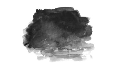Abstract grey watercolor on white background.