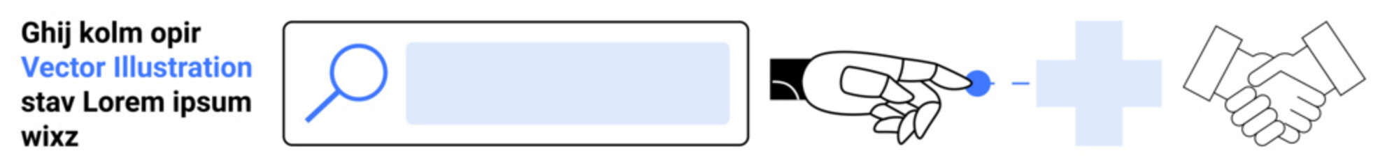 Obraz premium Artificial intelligence, teamwork, digital collaboration, search tools, partnership, and innovation. Robotic hand interacts with a search bar and handshake. AI innovation and teamwork-focused concept