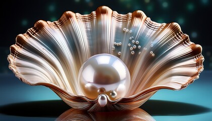 beautiful seashell with pearls inside representing ocean treasure and elegance