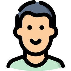 Obraz premium Cheerful Smiling Man Vector Illustration, Flat Design User Profile Avatar Icon, Modern Business Communication, Social Media and Digital Interface Graphic for Web and App
