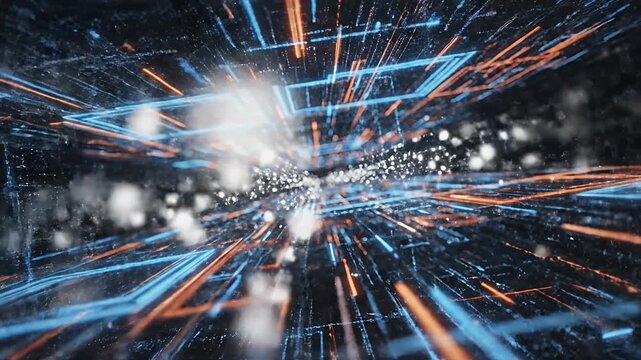 Abstract digital data stream background, futuristic information technology concept.