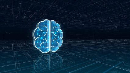 Digital brain icon representing artificial intelligence and data driven technology