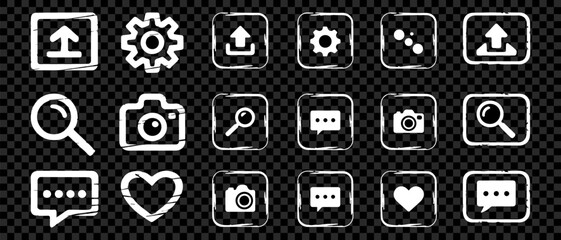 Social Media and Chat Interface Line Icons Set Vector