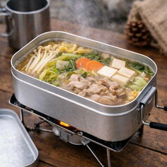 Camping Hot Pot Cooking In Mess Tin