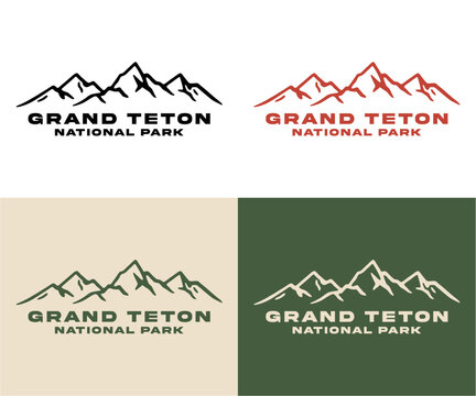 grand teton monoline vintage outdoor badge design
