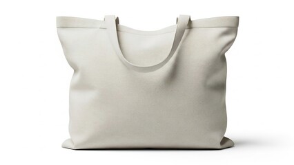 Obraz premium Simple and elegant white canvas tote bag, perfect for everyday use and shopping.