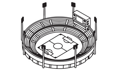 Sports Stadium and Volleyball Net Vector Set &ndash; Arena, Court, and Game Field Outline Illustrations