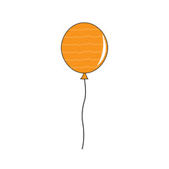 Minimal yellow Balloon Icon with String Flat Design