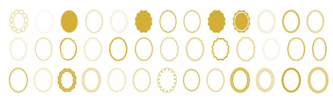 Golden Vertical Oval Border. Basic Shapes Oval Monogram frame. Basic Shapes. Oval Logo. Emblem