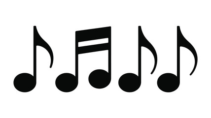 Musical notes arranged in a horizontal line black on white background